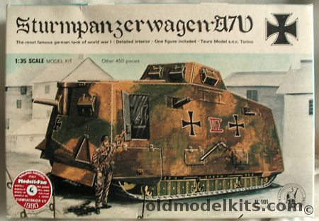 Tauro Model 1/35 Sturmpanzerwagen A7V - World War I Tank Kit with Full Interior, 101 plastic model kit